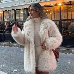 Creamy White Luxe Faux Fur Coat